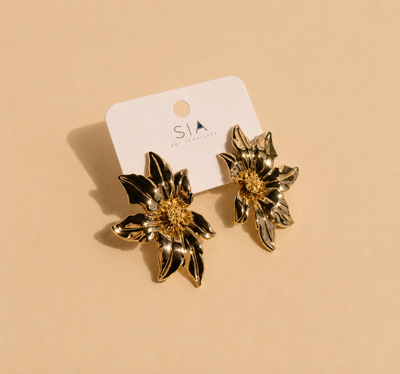 Floral Gold Statement Earrings for Women | Elegant Flower Earrings | GIRLY