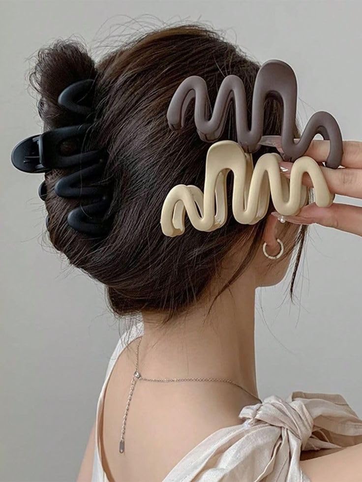 super Matte Hair Claw Clips for Long or Short Hair, hair accessories for women, Wavy Style, Durable and Strong Hold