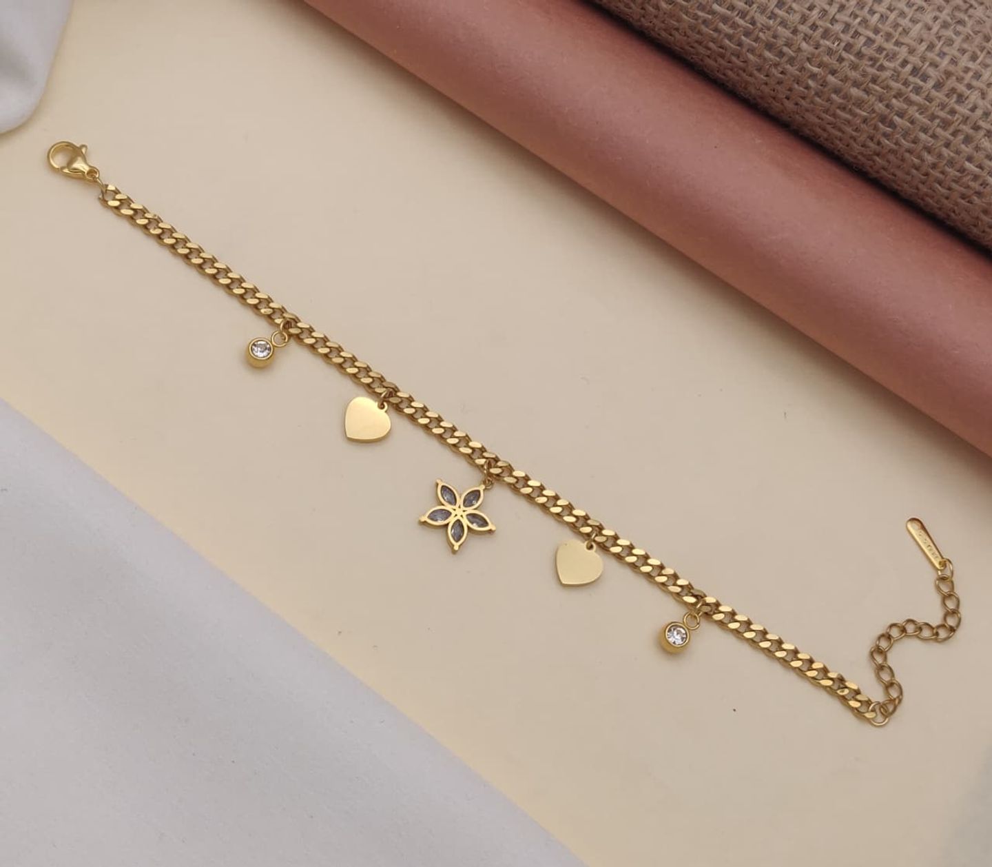 Flower and Heart Bracelet