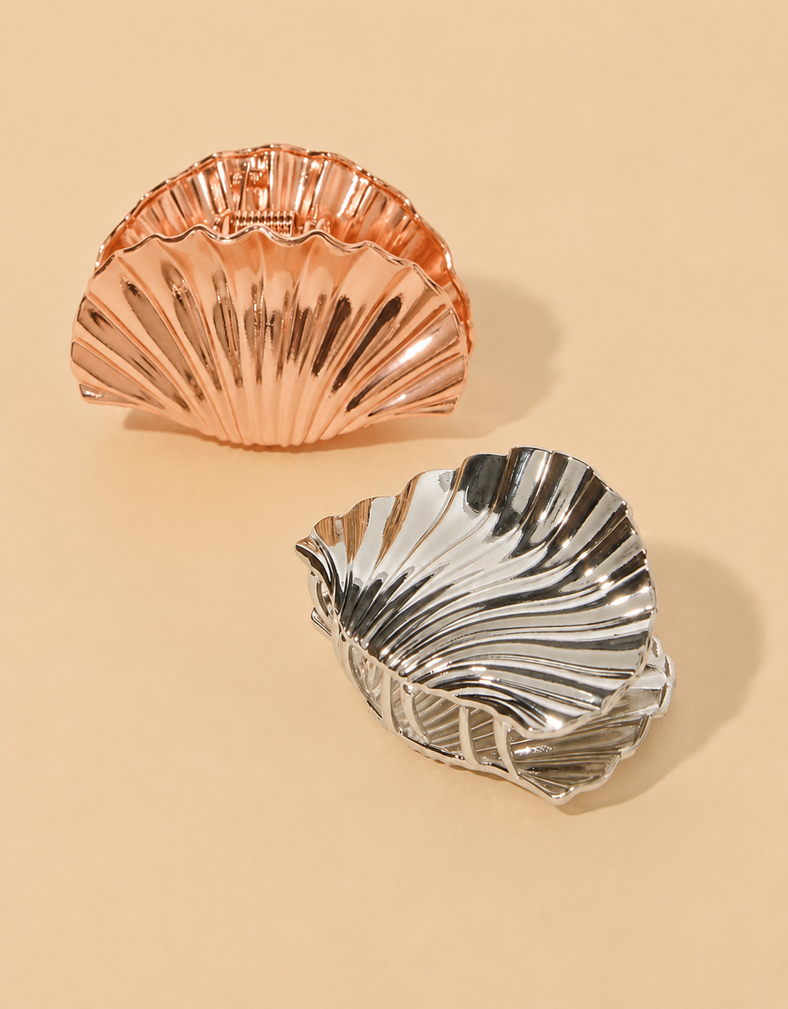 Luxe Seashell Metal Hair Claw Clip – Rose Gold & Silver