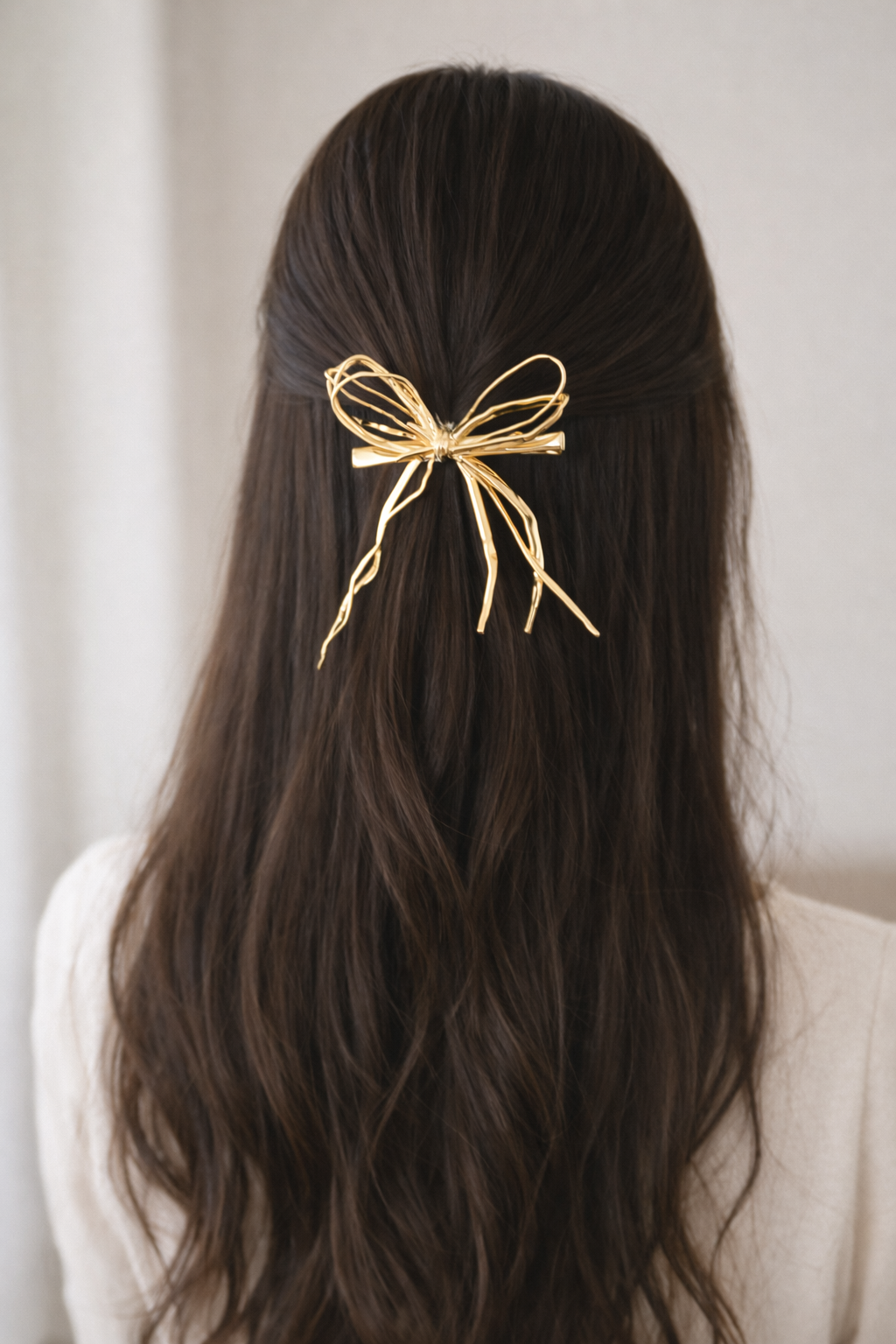 Metal Elegant Gold Bow Hair Clip