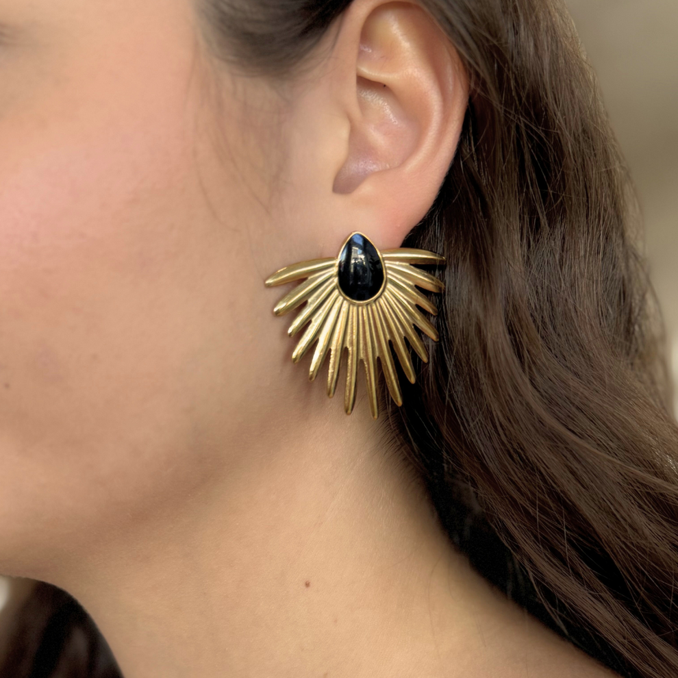 Vintage earrings - gold with Black