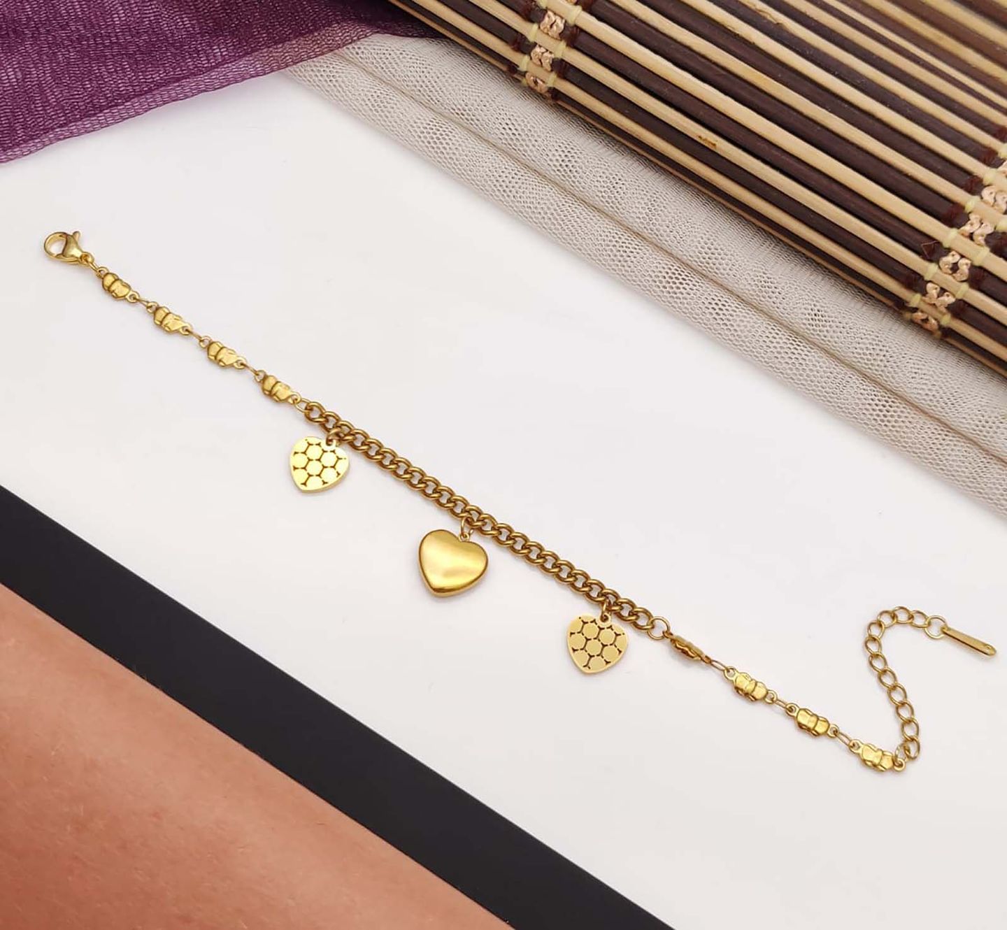 Elegant Gold Chain Charm Bracelet for Women & Girls